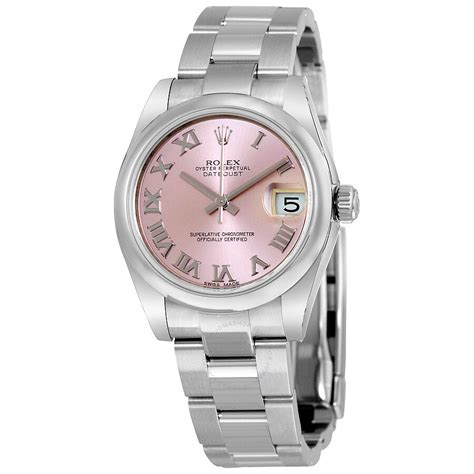 rolex datejust automatic pink dial stainless steel ladies watch|rolex datejust pink face.